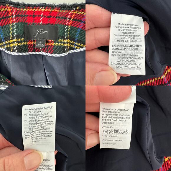 J. Crew Stewart Plaid Tartan Lady Jacket Red Blazer Preppy Work Classic Size  2 - Picture 14 of 15